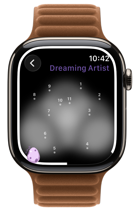 Dreaming Artist gameplay showing a different numbered-dot shape outline