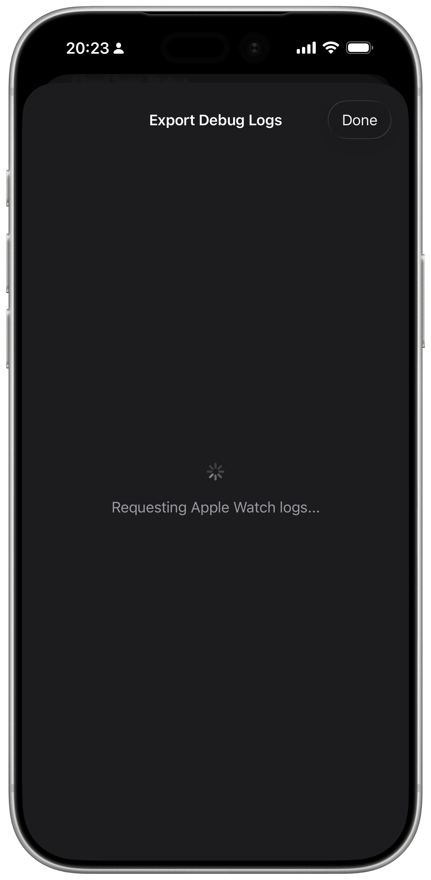 WatchieBesti export screen requesting Apple Watch logs