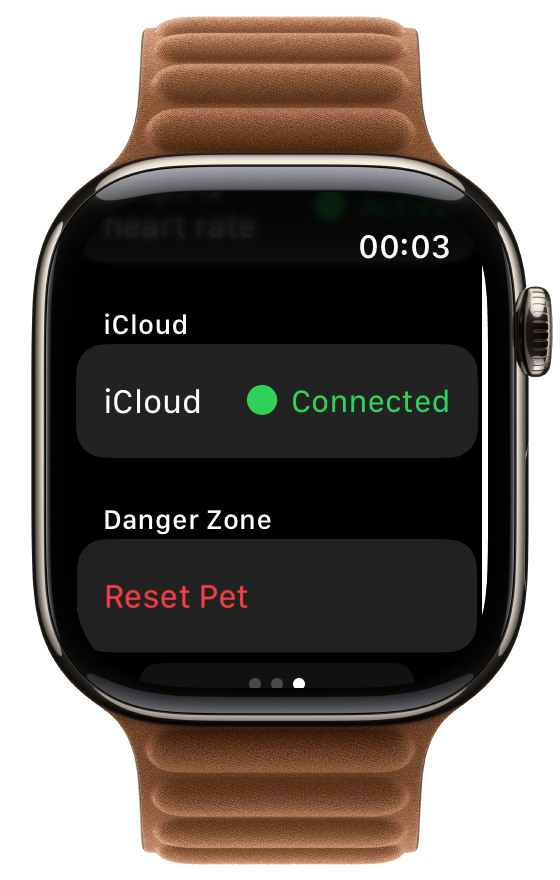 Apple Watch Settings showing iCloud Connected