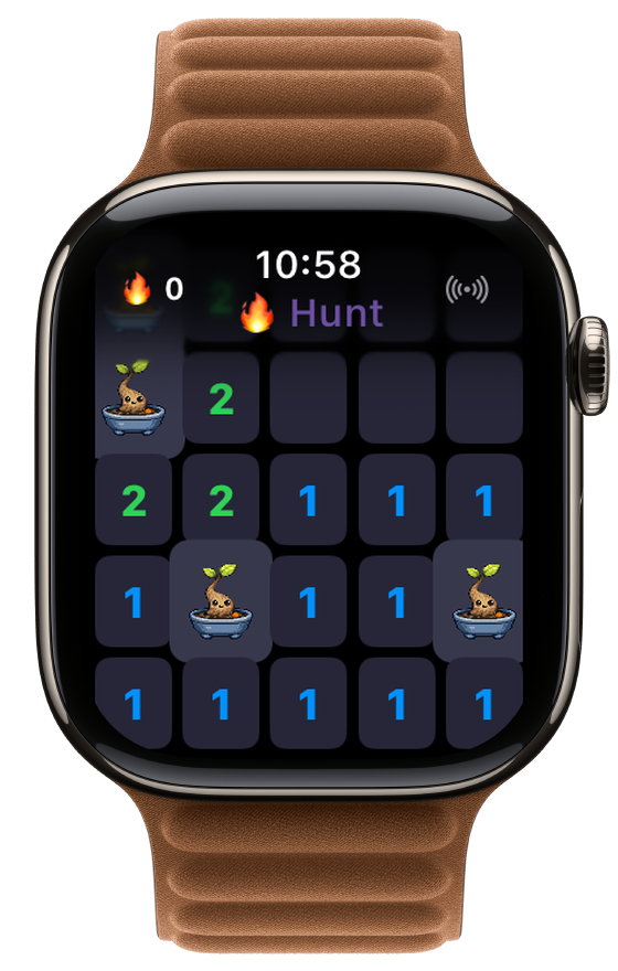 Ember Hunt gameplay showing every tile revealed as safe after clearing the board