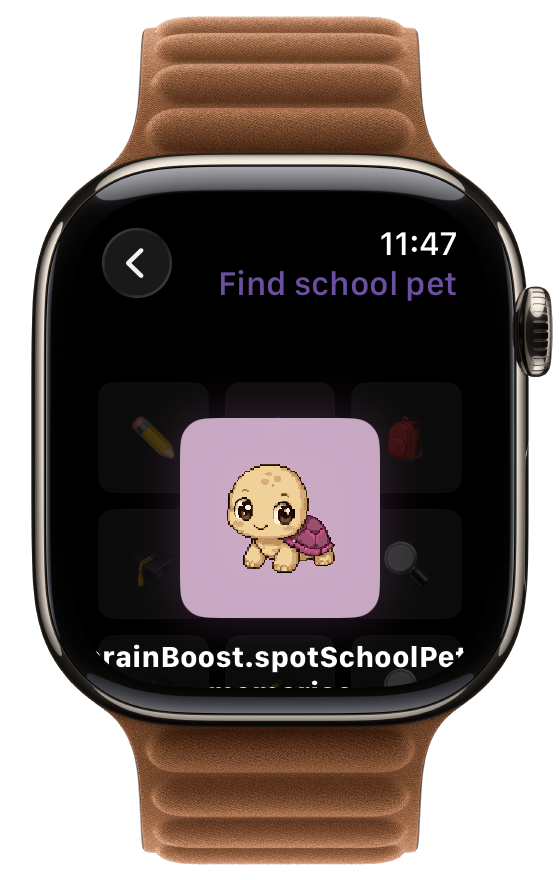 Spot School Pet showing the target sprite alone during the memorise phase