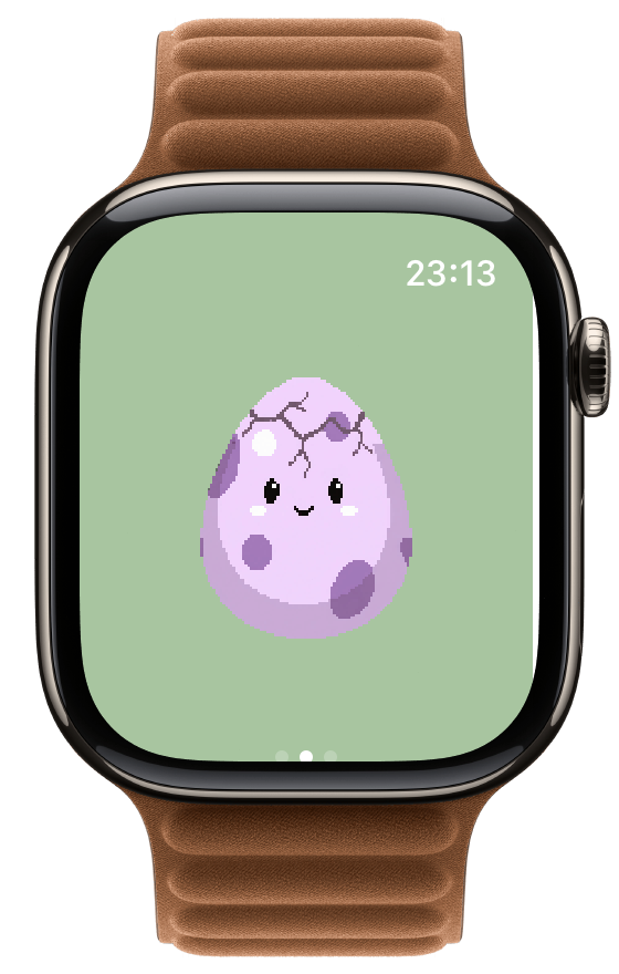 Apple Watch showing the egg happy with cracks forming