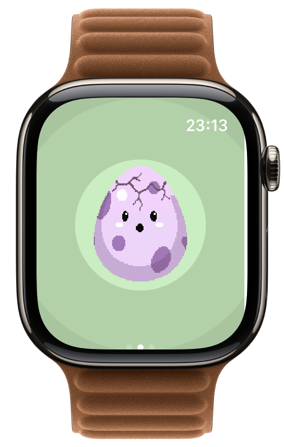 Apple Watch showing the egg surprised as it starts to hatch