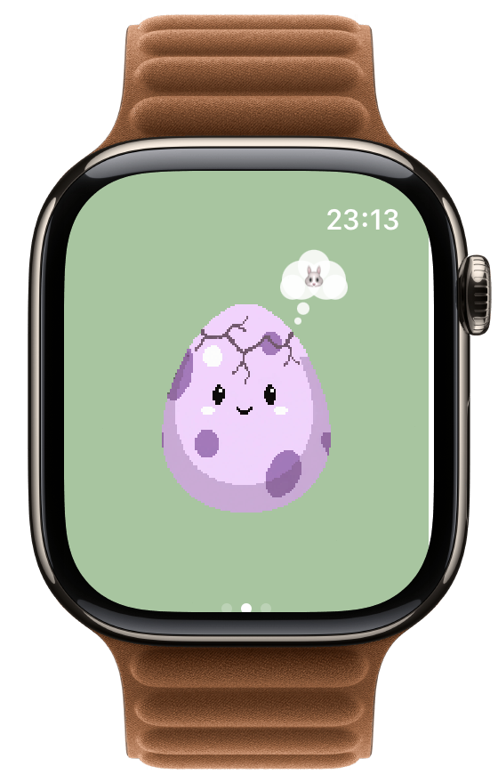 Apple Watch showing the egg dreaming of what's inside