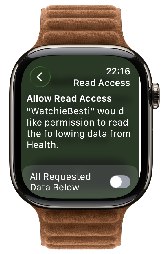 watchOS Read Access review screen