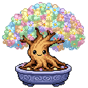 Pixel art Mature Bonsai Bonsai in Pastel Rainbow