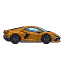 Pixel art Supercar Car in Orange