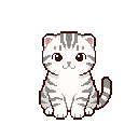 Pixel art Kitten Cat in White