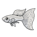 Pixel art adult Guppy in Tuxedo