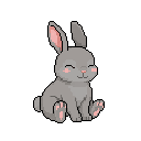 Pixel art Young Rabbit Rabbit in Grey