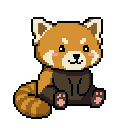 Pixel art adult Red Panda in Gold