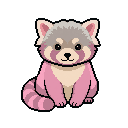 Pixel art Young Red Panda Red Panda in Rose