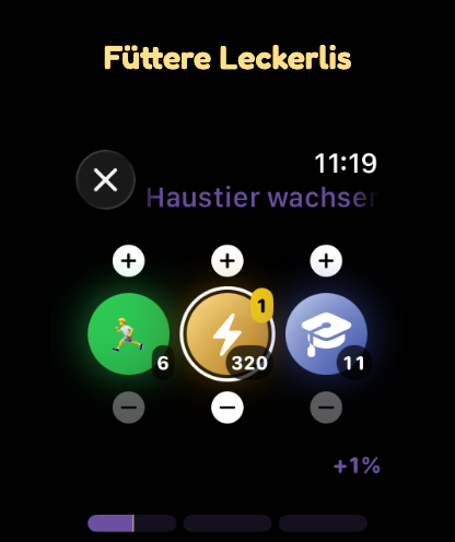 Bursts an das Pet verfüttern auf der Apple Watch