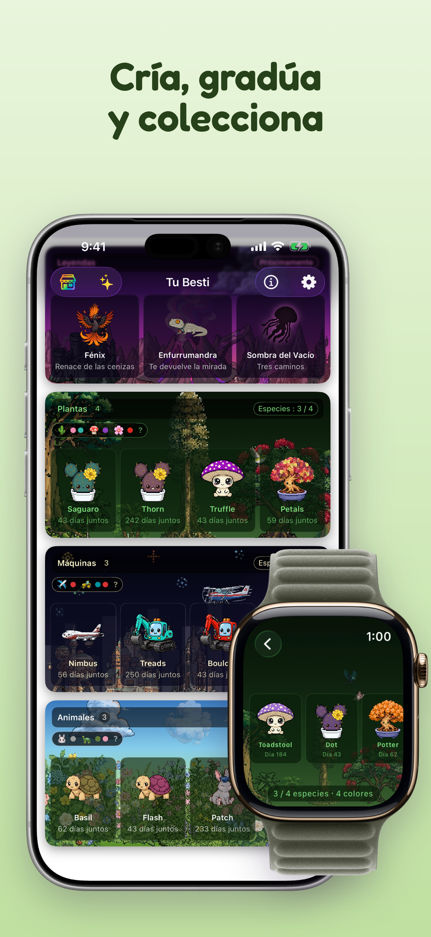 Colección familiar de mascotas graduadas en el iPhone