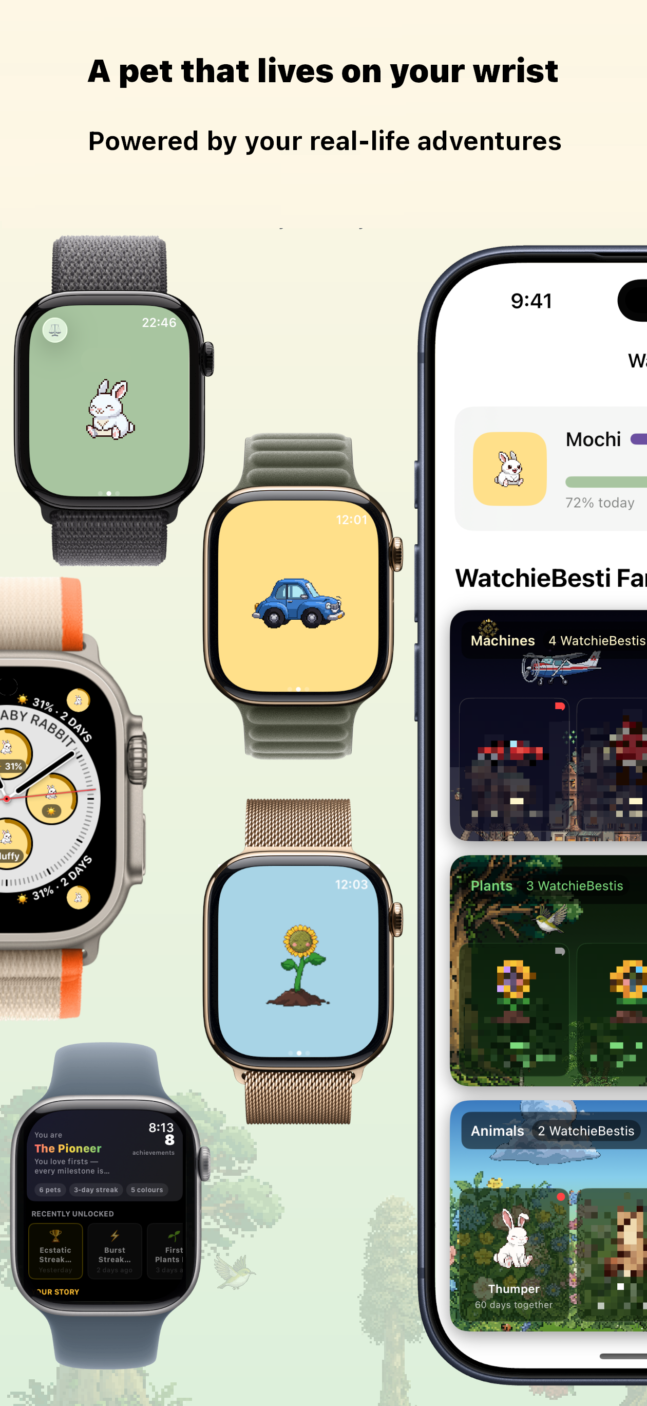 WatchieBesti iPhone app — pet family collection and kingdom habitats