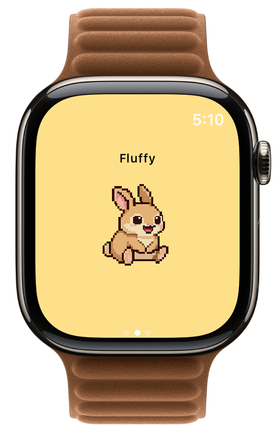 Apple Watch showing Fluffy the rabbit pet